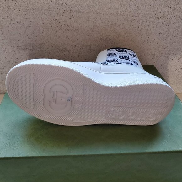 NIB Gucci Chelsea GG inlets white leather pull on booties IT 38.5 US 8.5 - Picture 7 of 7